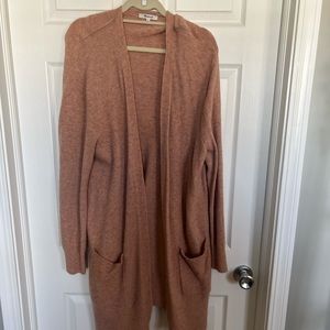 Pink open front knit cardigan from Madewell